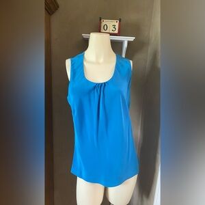 Transitions Women's Shirred Neck Sleeveless Shell 100% silk top blouse, L